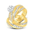 thumbnail image 1 of Diamond Princess 10kt Yellow Gold His Hers Round Diamond Cluster Matching Wedding Set 1 Cttw, 1 of 3