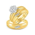 thumbnail image 1 of Diamond Princess 10kt Yellow Gold His Hers Round Diamond Cluster Matching Wedding Set 3/8 Cttw, 1 of 4