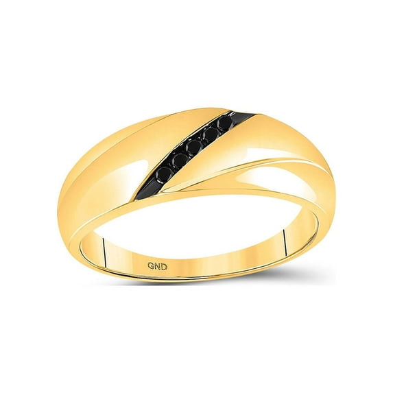 Diamond Princess 10kt Yellow Gold Mens Round Black Color Enhanced Diamond Band Ring 1/8 Cttw