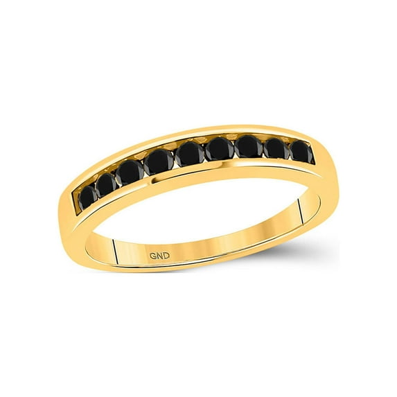Diamond Princess 10kt Yellow Gold Mens Round Black Color Enhanced Diamond Wedding Band Ring 1/2 Cttw