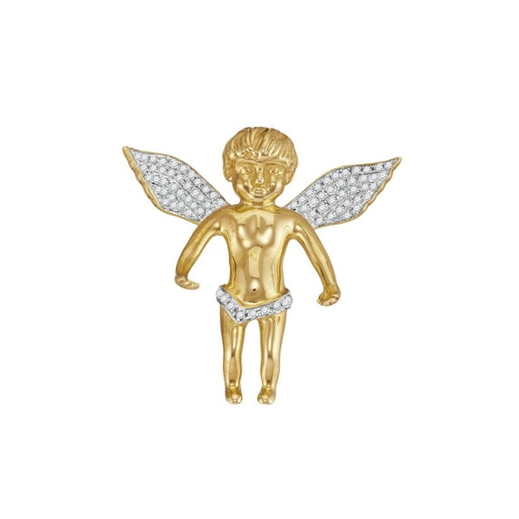 Diamond Princess 10kt Yellow Gold Mens Round Diamond Angel Wings Cherub Charm Pendant 1/2 Cttw