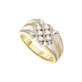 thumbnail image 1 of Diamond Princess 10kt Yellow Gold Mens Round Diamond Double Row Two-tone Ridged Band Ring 1/2 Cttw, 1 of 1