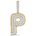 thumbnail image 1 of Diamond Princess 10kt Yellow Gold Mens Round Diamond P Letter Charm Pendant 1 Cttw, 1 of 1