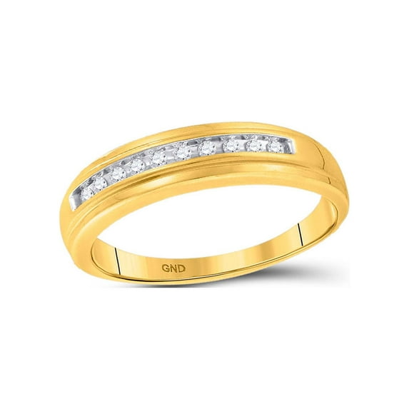 Diamond Princess 10kt Yellow Gold Mens Round Diamond Single Row Channel-set Wedding Band Ring 1/8 Cttw