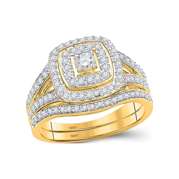 Diamond Princess 10kt Yellow Gold Round Diamond Bridal Wedding Ring Band Set 5/8 Cttw