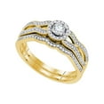 thumbnail image 1 of Diamond Princess 10kt Yellow Gold Round Diamond Milgrain Bridal Wedding Ring Band Set 3/8 Cttw, 1 of 1