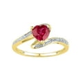 thumbnail image 1 of Diamond Princess 10kt Yellow Gold Womens Heart Lab-Created Ruby Solitaire Diamond-accent Ring 1 Cttw - Size 9, 1 of 1
