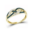 thumbnail image 1 of Diamond Princess 10kt Yellow Gold Womens Round Blue Color Enhanced Diamond Crossover Braid Ring 1/6 Cttw, 1 of 2