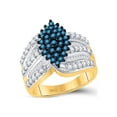 thumbnail image 1 of Diamond Princess 10kt Yellow Gold Womens Round Blue Color Enhanced Diamond Elevated Oval Cluster Ring 1 Cttw, 1 of 1