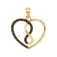 thumbnail image 1 of Diamond Princess 10kt Yellow Gold Womens Round Brown Diamond Heart Infinity Pendant 1/8 Cttw, 1 of 1