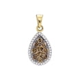 thumbnail image 1 of Diamond Princess 10kt Yellow Gold Womens Round Brown Diamond Teardrop Pendant 3/4 Cttw, 1 of 1