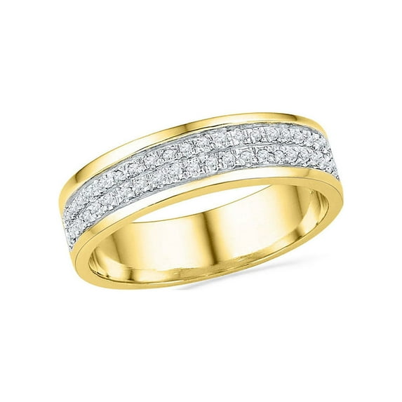 Diamond Princess 10kt Yellow Gold Womens Round Diamond 2-row Band Ring 1/5 Cttw