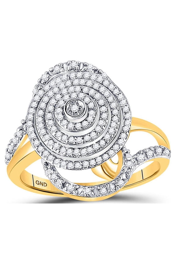 Diamond Princess 10kt Yellow Gold Womens Round Diamond Concentric Circle Layered Cluster Ring 1/2 Cttw