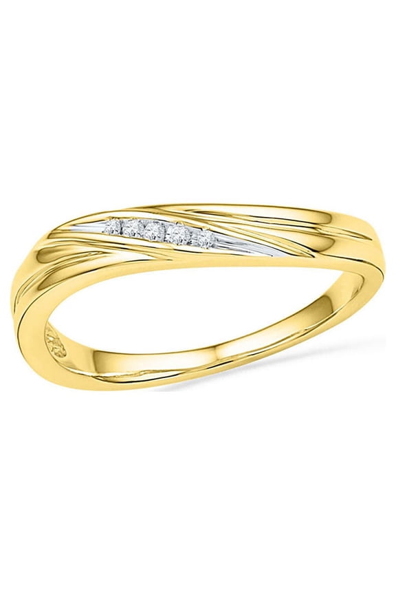 Diamond Princess 10kt Yellow Gold Womens Round Diamond Contoured Band Ring .02 Cttw