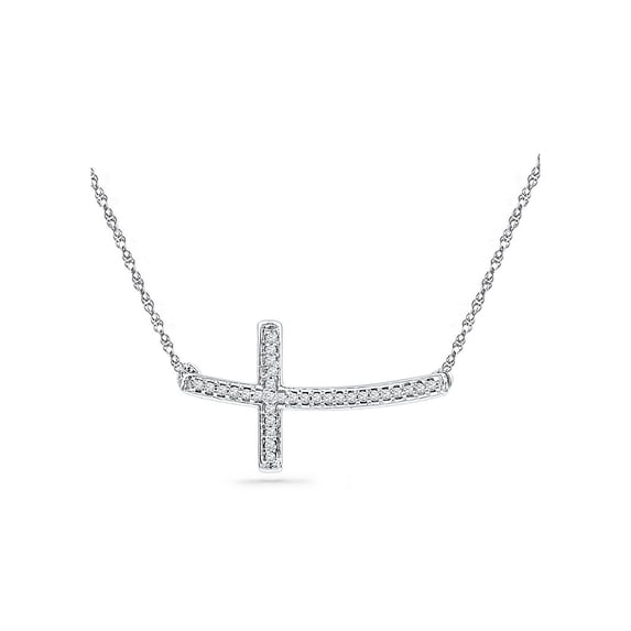 Diamond Princess 10kt Yellow Gold Womens Round Diamond Cross Religious Pendant 1/6 Cttw