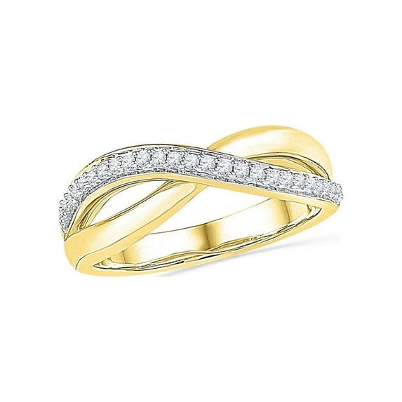 Diamond Princess 10kt Yellow Gold Womens Round Diamond Crossover Band Ring 1/10 Cttw