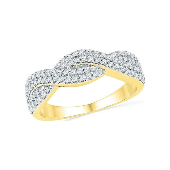 Diamond Princess 10kt Yellow Gold Womens Round Diamond Crossover Band Ring 1/2 Cttw