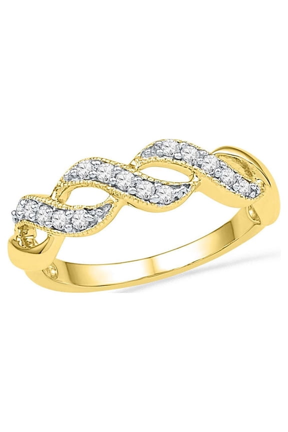 Diamond Princess 10kt Yellow Gold Womens Round Diamond Crossover Band Ring 1/5 Cttw