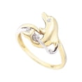 thumbnail image 1 of Diamond Princess 10kt Yellow Gold Womens Round Diamond Dolphin Animal Ring .03 Cttw, 1 of 1