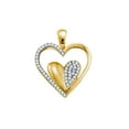 thumbnail image 1 of Diamond Princess 10kt Yellow Gold Womens Round Diamond Double Cradled Heart Pendant 1/5 Cttw, 1 of 1