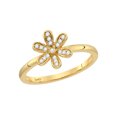 thumbnail image 1 of Diamond Princess 10kt Yellow Gold Womens Round Diamond Flower Floral Stackable Band Ring 1/8 Cttw, 1 of 1