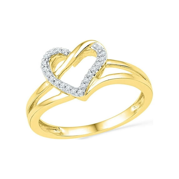 Diamond Princess 10kt Yellow Gold Womens Round Diamond Heart Outline Ring 1/20 Cttw