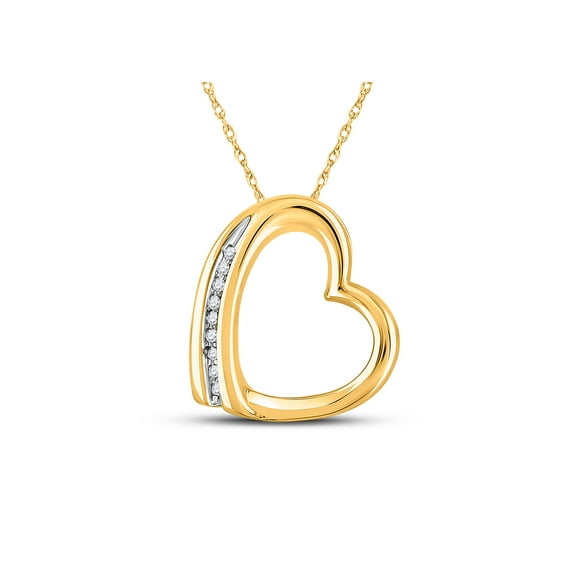 Diamond Princess 10kt Yellow Gold Womens Round Diamond Heart Pendant .03 Cttw