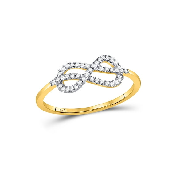 Diamond Princess 10kt Yellow Gold Womens Round Diamond Infinity Fashion Ring 1/6 Cttw