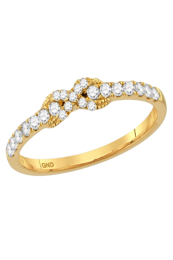 Diamond Princess 10kt Yellow Gold Womens Round Diamond Infinity Knot Stackable Band Ring 1/4 Cttw