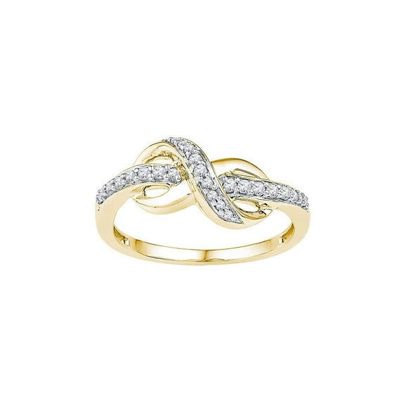 Diamond Princess 10kt Yellow Gold Womens Round Diamond Knot Infinity Ring 1/6 Cttw