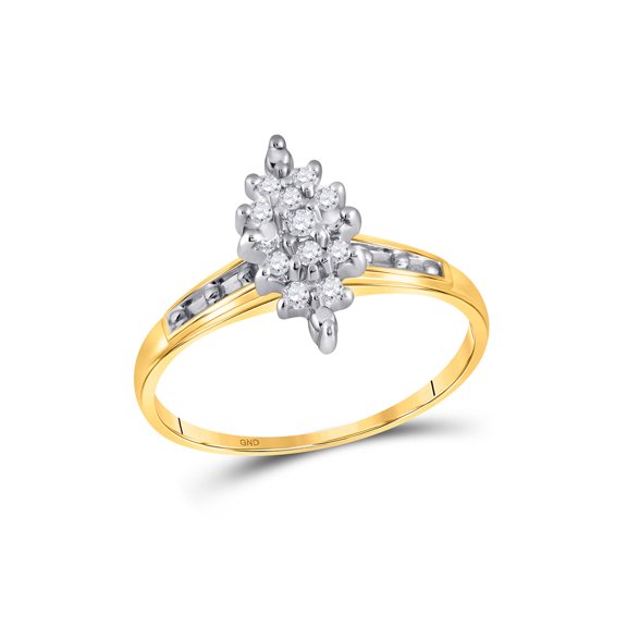 Diamond Princess 10kt Yellow Gold Womens Round Diamond Marquise-shape Cluster Ring 1/10 Cttw
