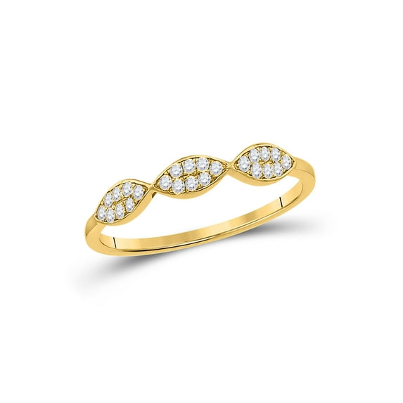 Diamond Princess 10kt Yellow Gold Womens Round Diamond Oval Cluster Stackable Band Ring 1/8 Cttw