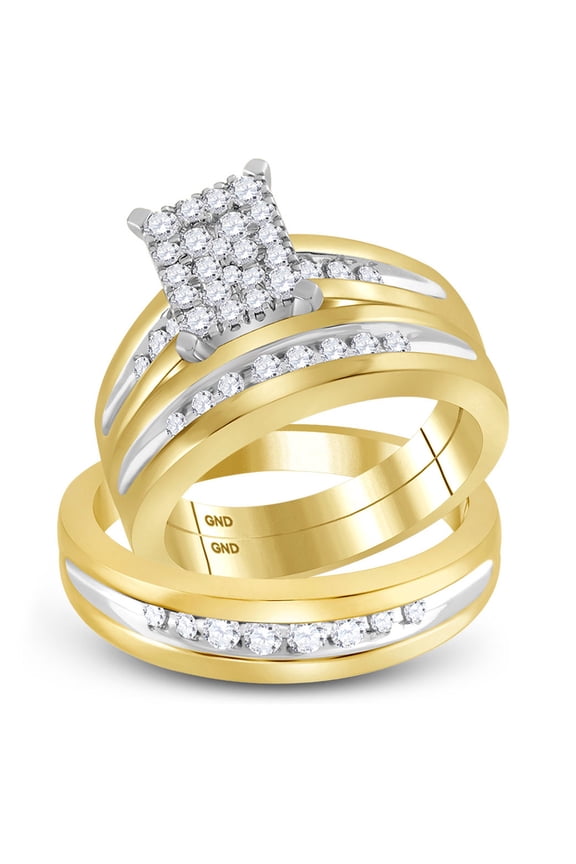 Diamond Princess 10kt Yellow Gold Womens Round Diamond Single Row Stackable Band Ring 1/6 Cttw
