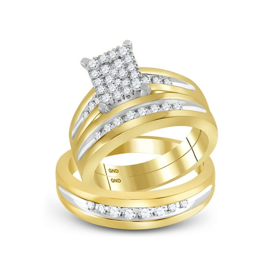 Diamond Princess 10kt Yellow Gold Womens Round Diamond Single Row Stackable Band Ring 1/6 Cttw