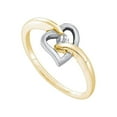 thumbnail image 1 of Diamond Princess 10kt Yellow Gold Womens Round Diamond Solitaire Two-tone Heart Ring 1/20 Cttw, 1 of 1