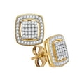 thumbnail image 1 of Diamond Princess 10kt Yellow Gold Womens Round Diamond Square Frame Cluster Earrings 1/3 Cttw, 1 of 1
