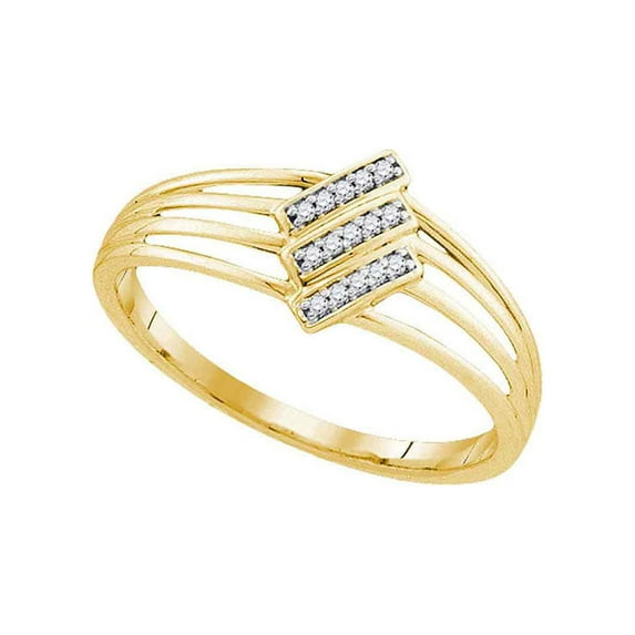 Diamond Princess 10kt Yellow Gold Womens Round Diamond Stripe Band Ring 1/20 Cttw