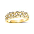 thumbnail image 1 of Diamond Princess 10kt Yellow Gold Womens Round Diamond Triple Row Vintage-inspired Band Ring 1/3 Cttw, 1 of 4