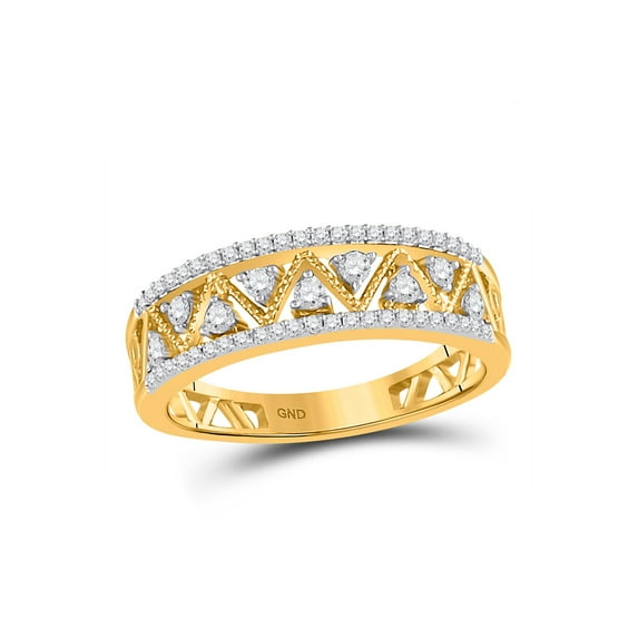 Diamond Princess 10kt Yellow Gold Womens Round Diamond Zigzag Band Ring 1/3 Cttw