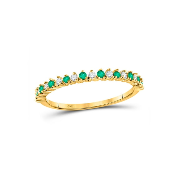 Diamond Princess 10kt Yellow Gold Womens Round Emerald Diamond Stackable Band Ring 1/5 Cttw