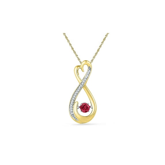 Diamond Princess 10kt Yellow Gold Womens Round Lab-Created Ruby Infinity Pendant 1/3 Cttw