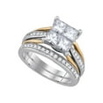 thumbnail image 1 of Diamond Princess 14k White Gold Princess Diamond 2-tone Bridal Wedding Ring Band Set 2 Cttw, 1 of 1