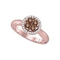 thumbnail image 1 of Diamond Princess 14kt Rose Gold Round Brown Diamond Cluster Halo Bridal Wedding Engagement Ring 1/2 Cttw, 1 of 1