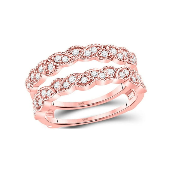 Diamond Princess 14kt Rose Gold Womens Round Diamond Milgrain Ring Guard Enhancer Wedding Band 1/3 Cttw