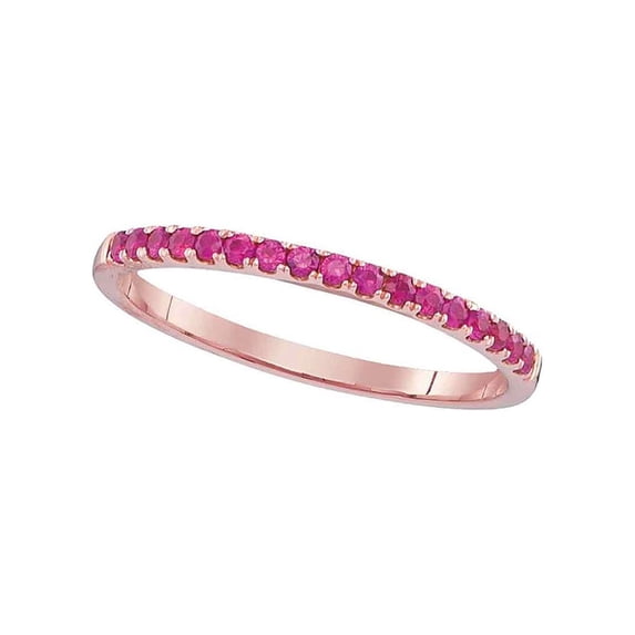 Diamond Princess 14kt Rose Gold Womens Round Ruby Single Row Wedding Anniversary Band 1/5 Cttw