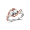 thumbnail image 1 of Diamond Princess 14kt Two-tone Gold Round Diamond 2-stone Bridal Wedding Engagement Ring 1 Cttw, 1 of 1