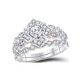 thumbnail image 1 of Diamond Princess 14kt Two-tone Gold Round Diamond Bridal Wedding Ring Band Set 3/4 Cttw, 1 of 4
