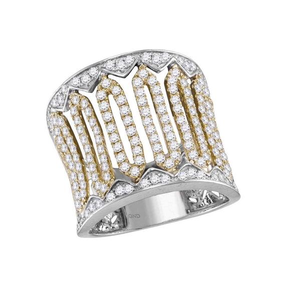Diamond Princess 14kt Two-tone White Gold Womens Round Diamond Cocktail Band Ring 1-1/2 Cttw