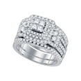 thumbnail image 1 of Diamond Princess 14kt White Gold Diamond Cluster Wedding Bridal Ring Set 2 Cttw, 1 of 1