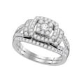 thumbnail image 1 of Diamond Princess 14kt White Gold Diamond Framed Cluster Bridal Wedding Ring Band Set 1 Cttw, 1 of 1